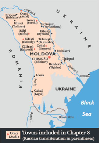 Current Borders of Moldova map (large)