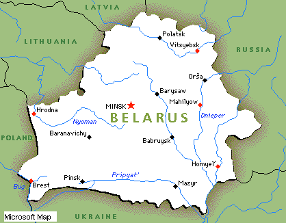 Current Borders of Belarus map (large)
