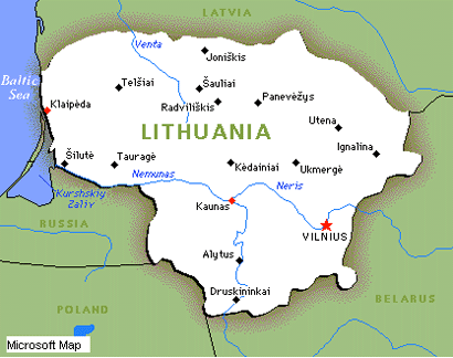 Current Borders of Lithuania map (large)